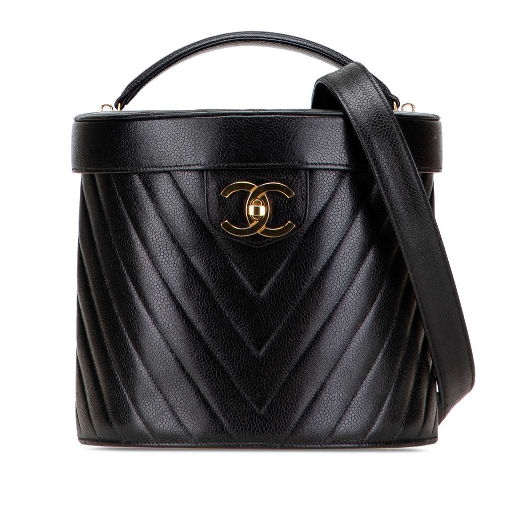 Chanel CC Chevron Caviar Turnlock Vanity Bag