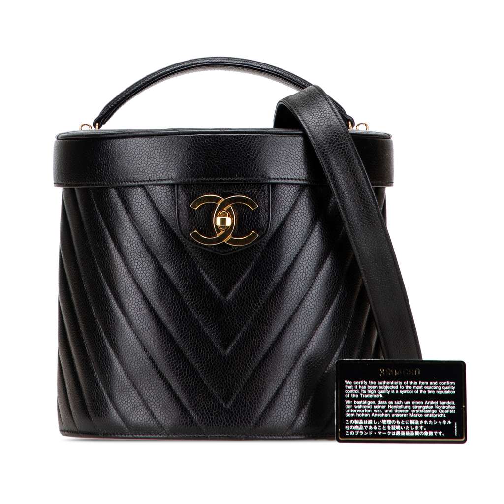 Chanel CC Chevron Caviar Turnlock Vanity Bag - Image 12