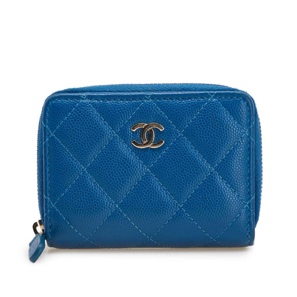 Chanel CC Quilted Caviar Zip Coin Purse