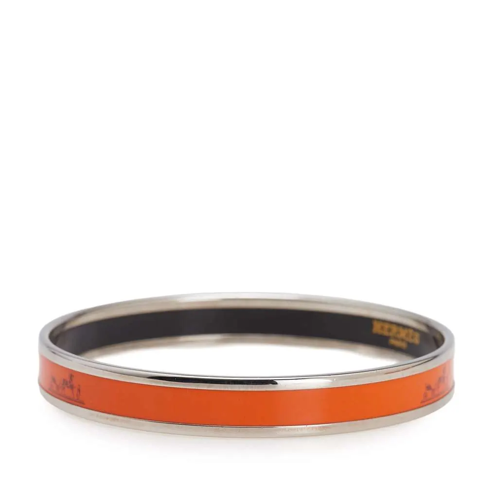 Hermès Narrow Caleche Enamel Bangle 62 Orange Good - Back View