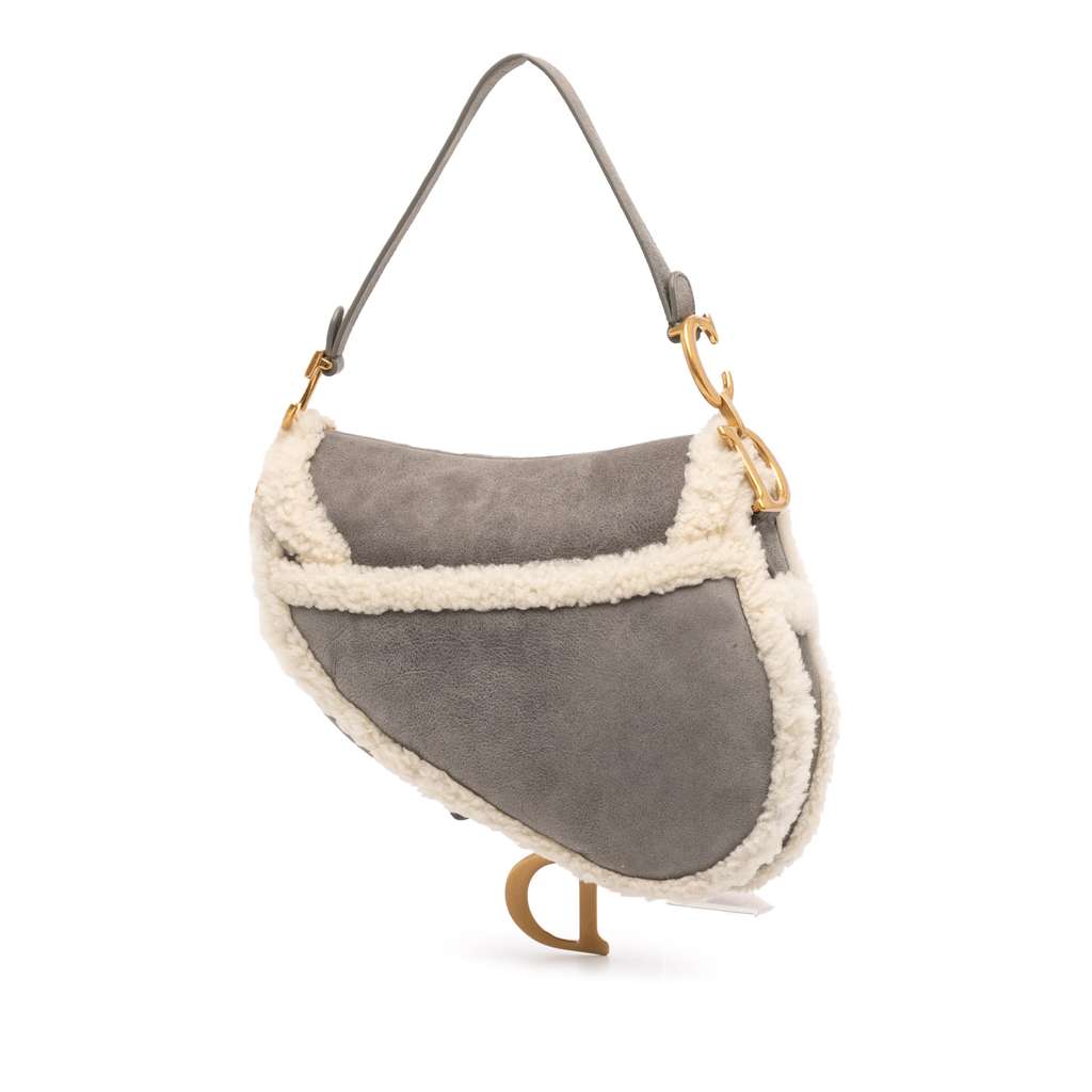 Dior Shearling Suede Saddle Bag - 2