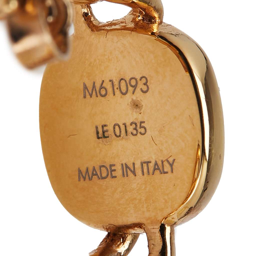 Louis Vuitton Gold Plated LV ID Chain Hoop Push Back Earrings - Image 6