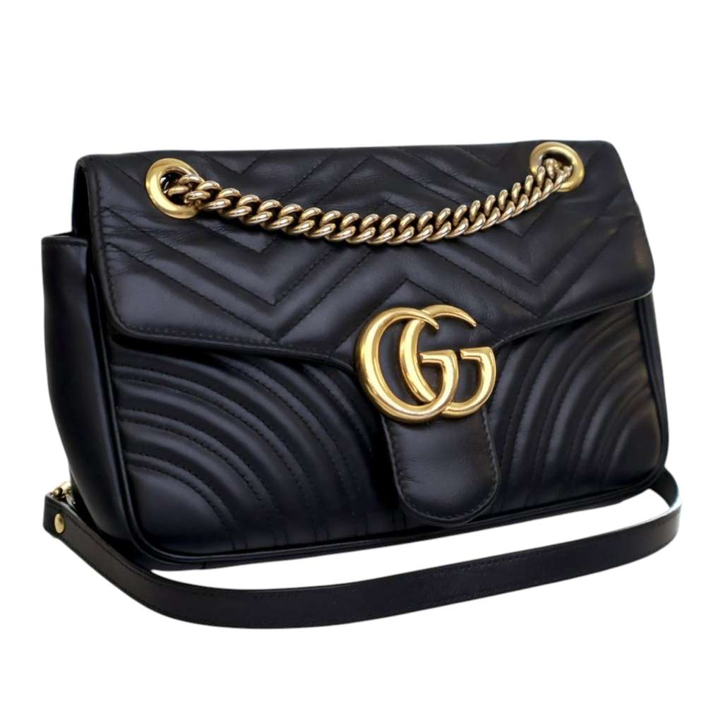 Gucci Medium GG Marmont Matelasse Leather Shoulder Bag - Back view