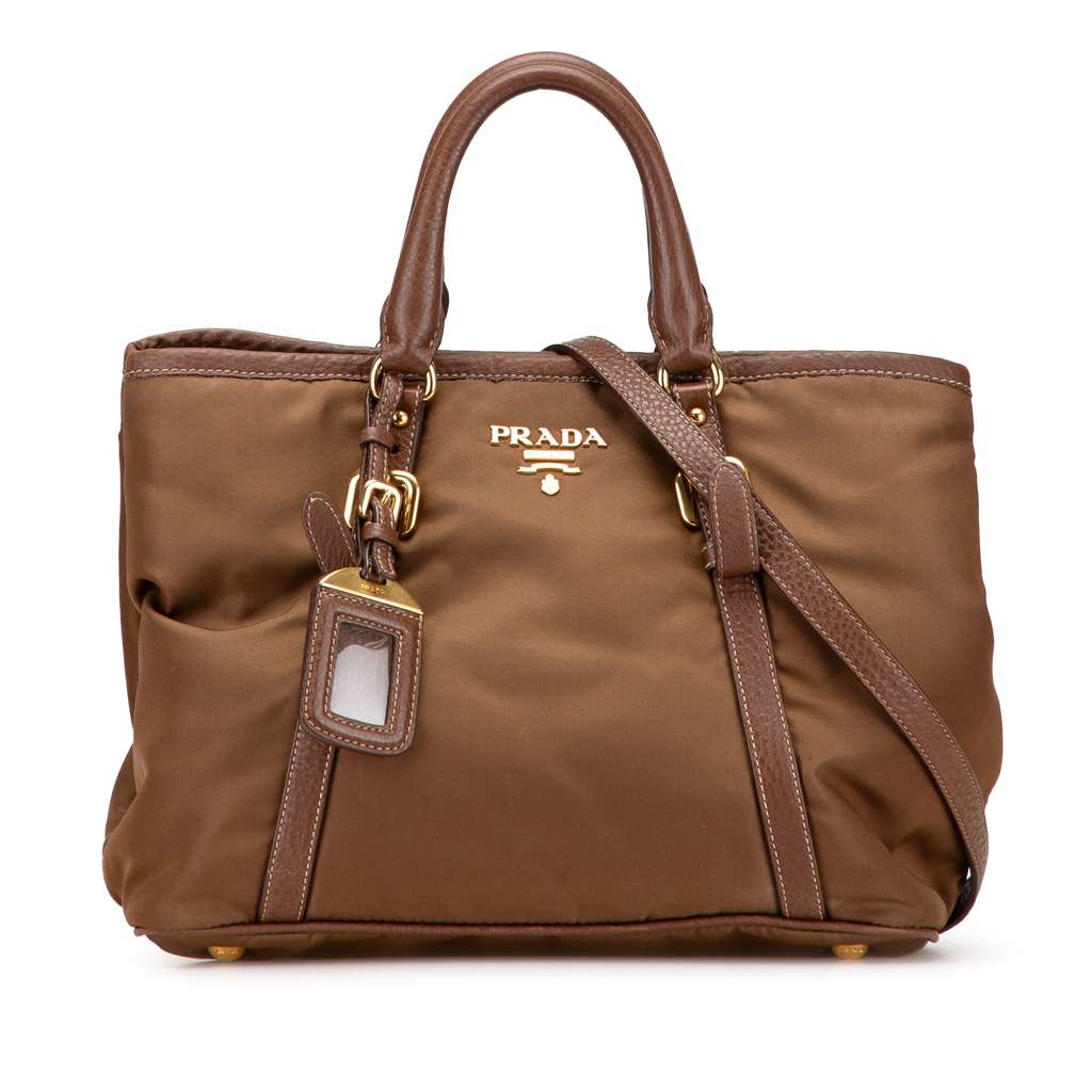 Prada Vitello Daino Trimmed Tessuto Satchel