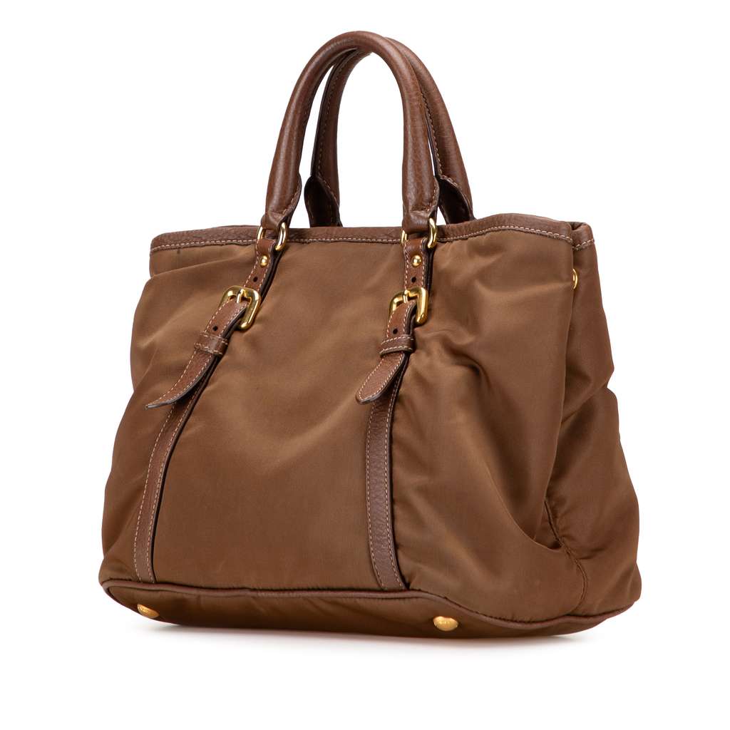 Prada Vitello Daino Trimmed Tessuto Satchel - 2