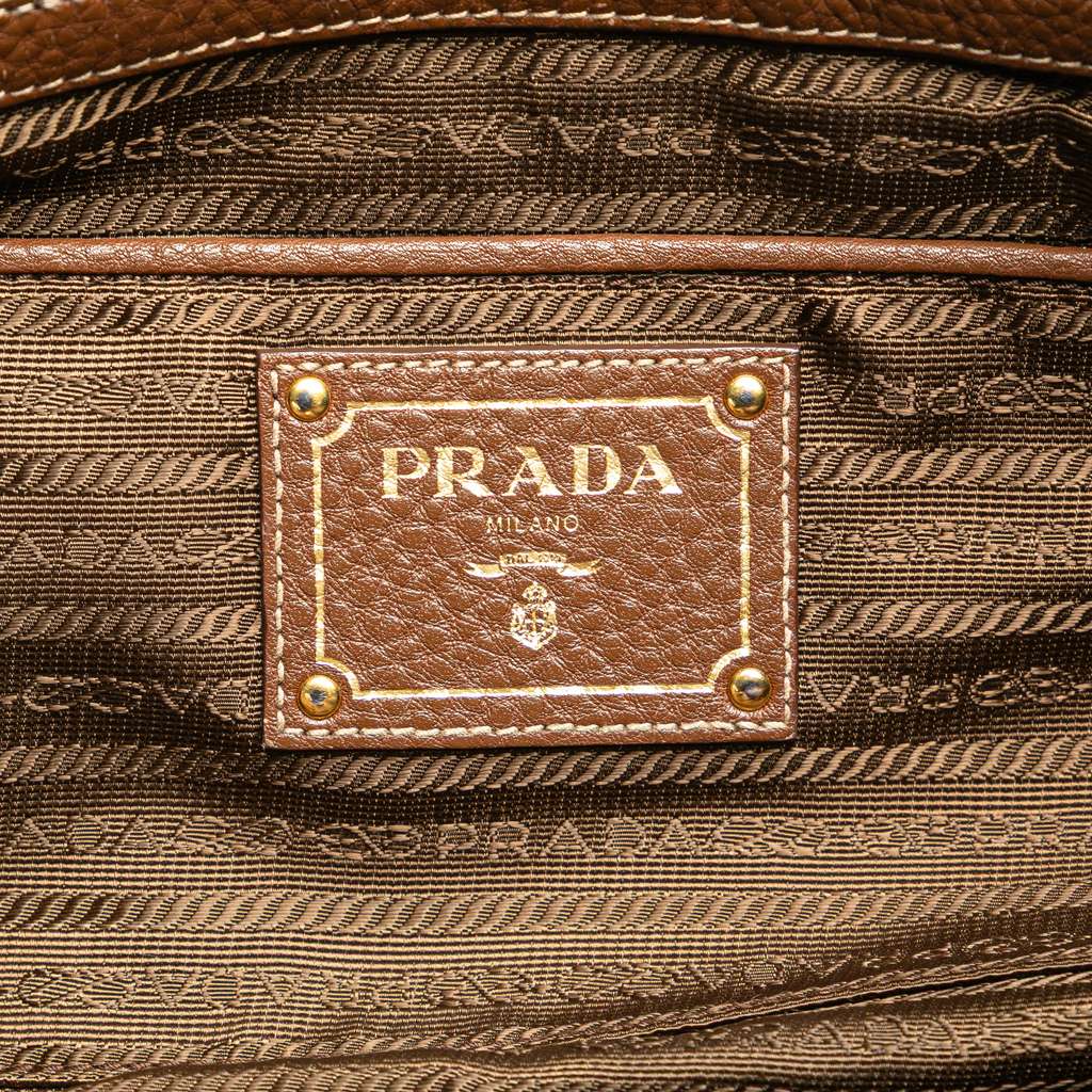 Prada Vitello Daino Trimmed Tessuto Satchel - 5