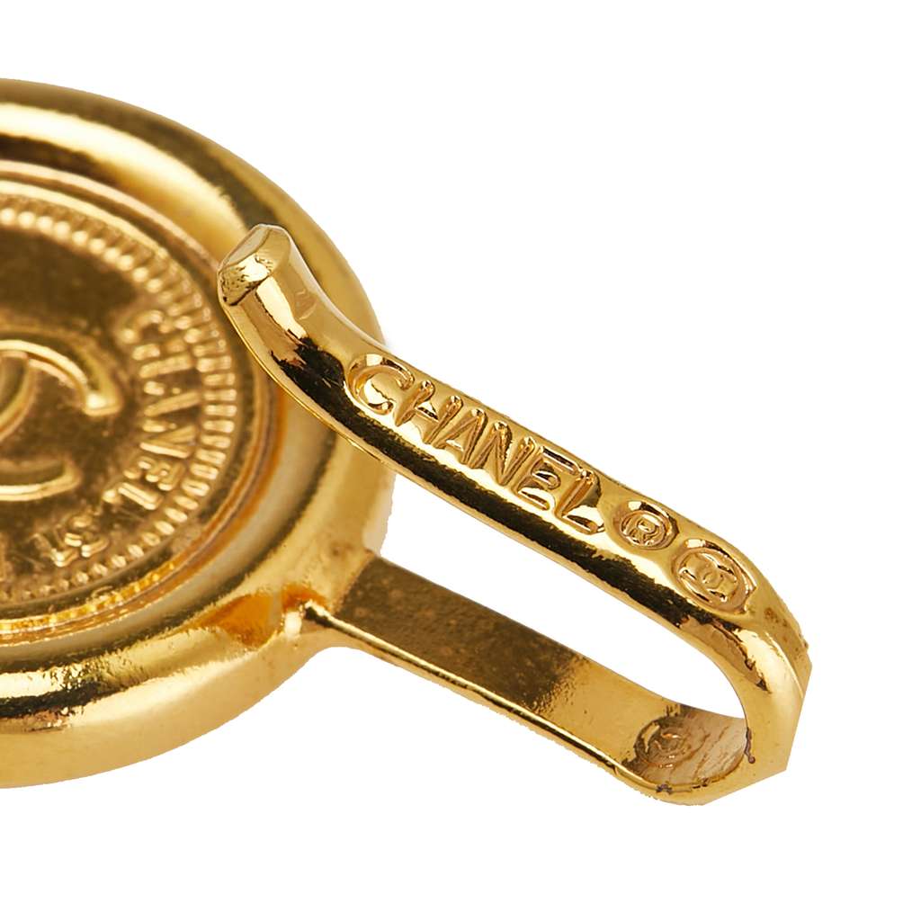 Chanel Gold Plated Medallion Leather Woven Chain Belt - Image 6