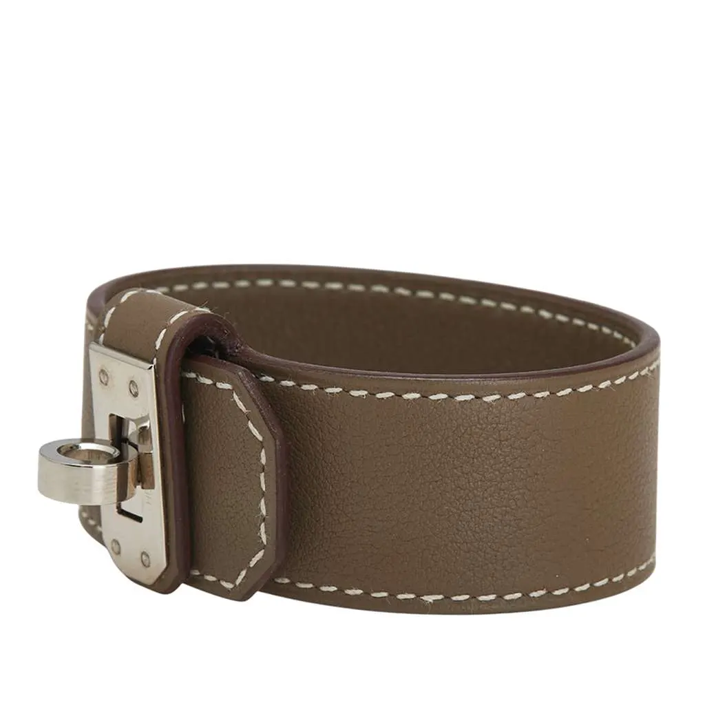 Hermès Small Chevre Chamkila Kelly Twist Bracelet Brown Leather Good - Back View