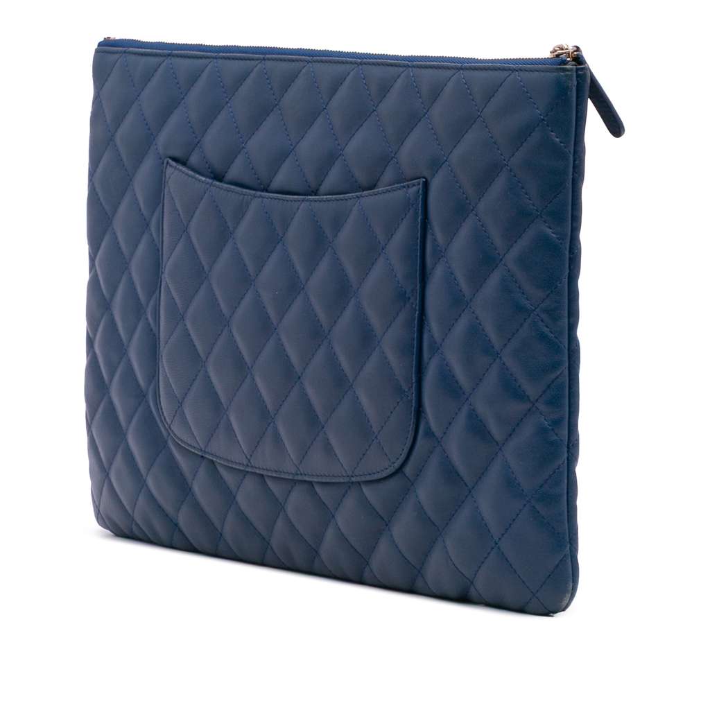 Chanel Large Quilted Lambskin O Case Clutch - Back view
