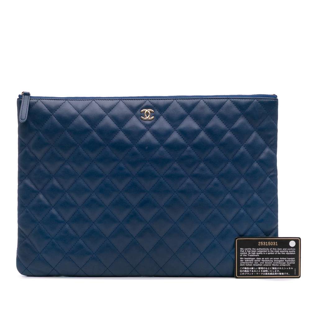 Chanel Large Quilted Lambskin O Case Clutch - Image 14