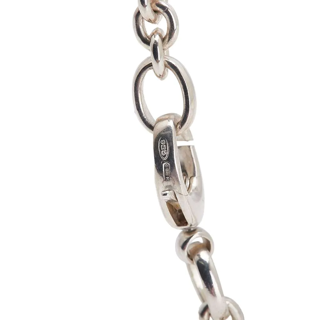 Gucci Sterling Silver Interlocking G Pendant Necklace Silver Silver Good - Back View