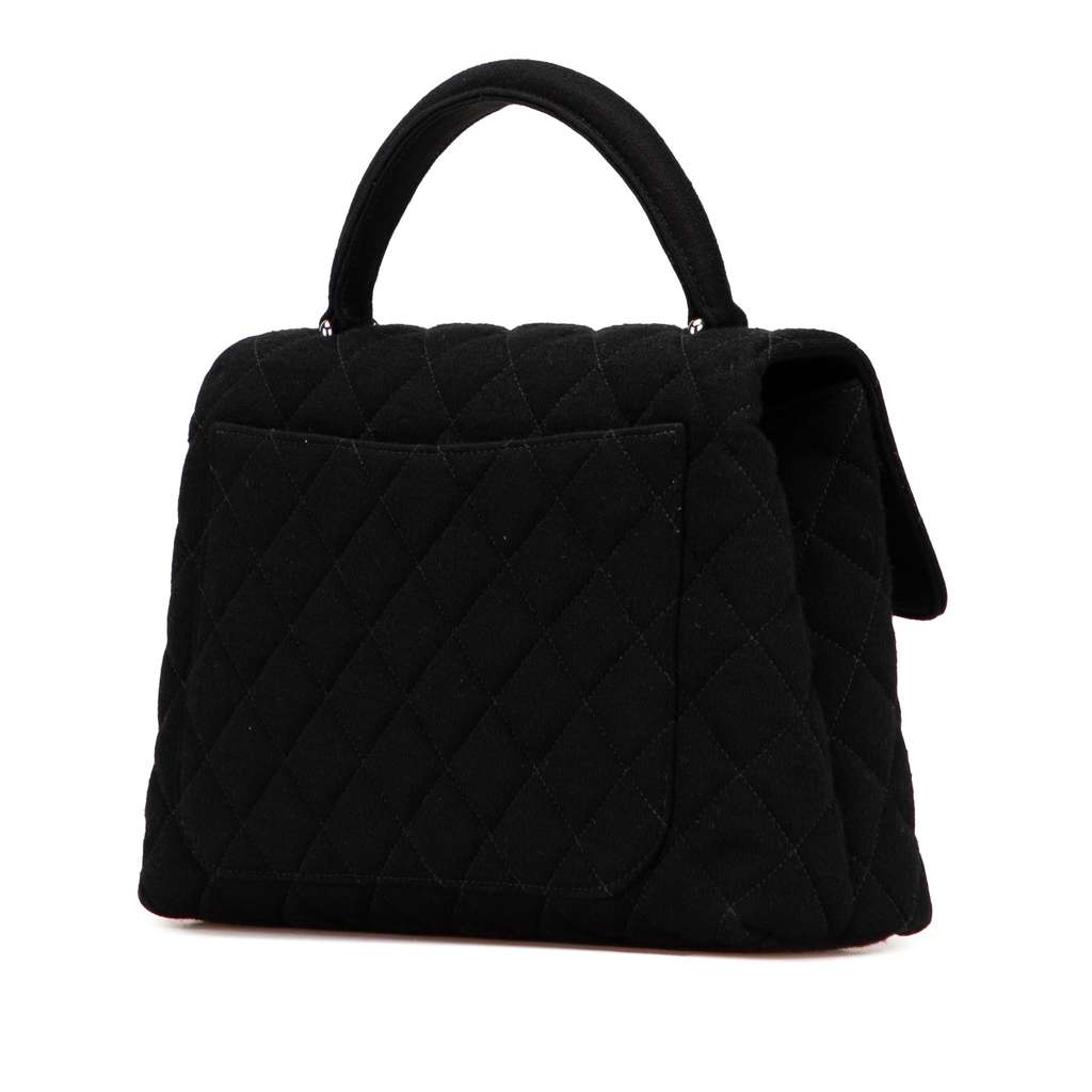 Chanel CC Quilted Jersey Kelly Top Handle Bag - Back view