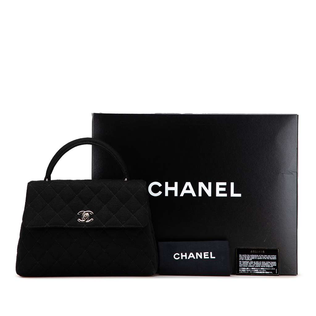 Chanel CC Quilted Jersey Kelly Top Handle Bag - Image 13