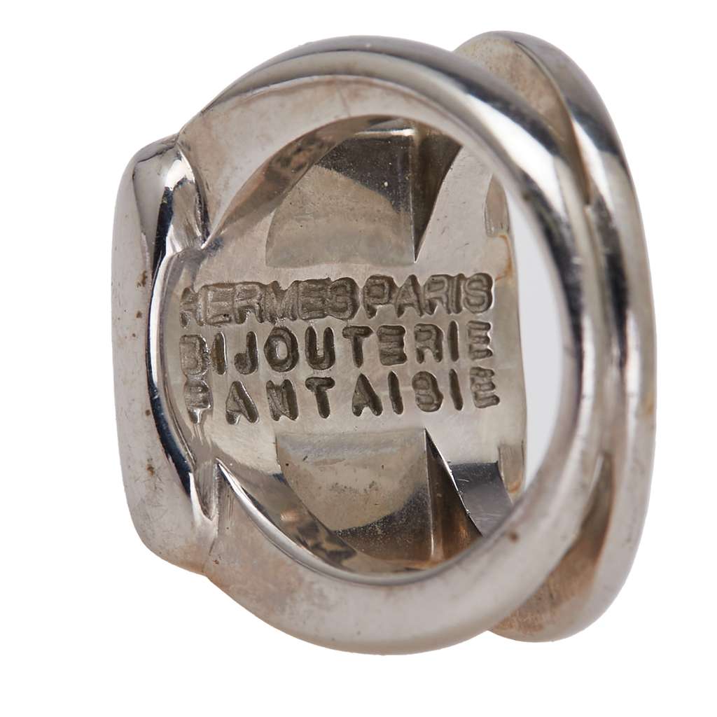 Hermès Silver Plated Bijouterie Fantaisie Corozo Ring - 4