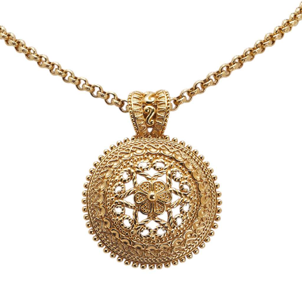 Dior Gold Plated Filigree Pendant Necklace