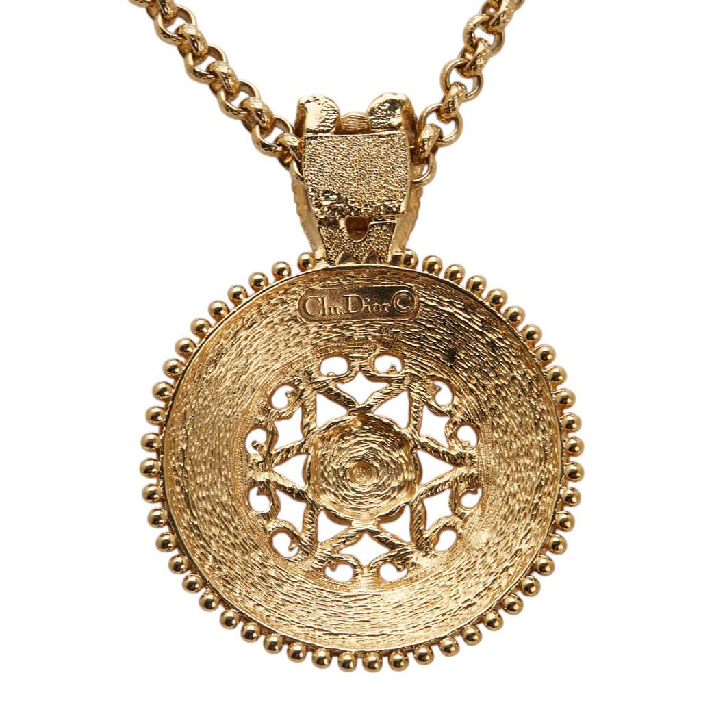 Dior Gold Plated Filigree Pendant Necklace - Back view