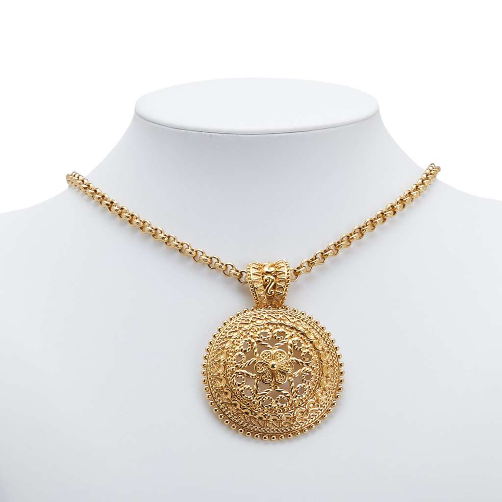Dior Gold Plated Filigree Pendant Necklace - Side view