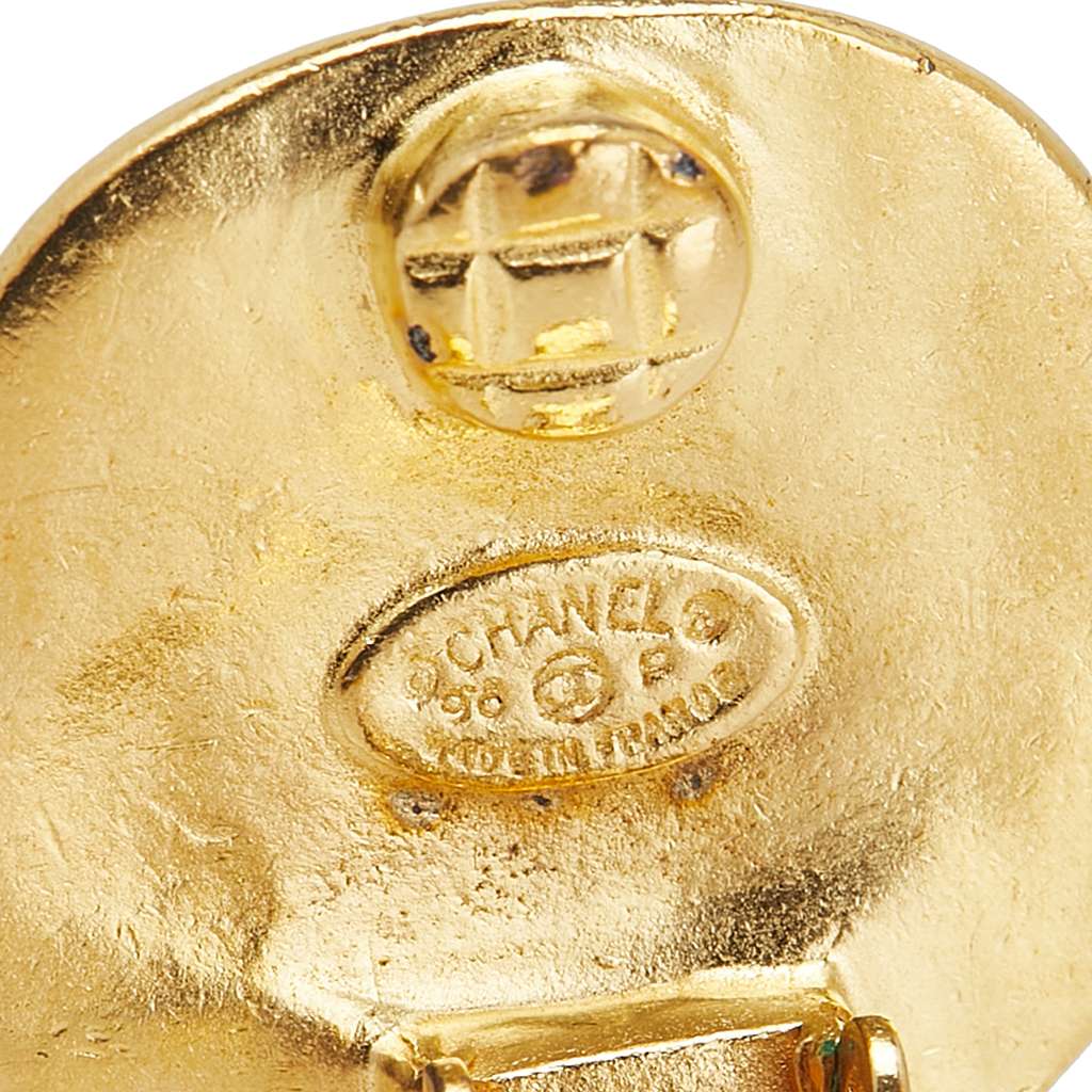 Chanel Gold Plated CC Logo Clip-on Earrings - 3