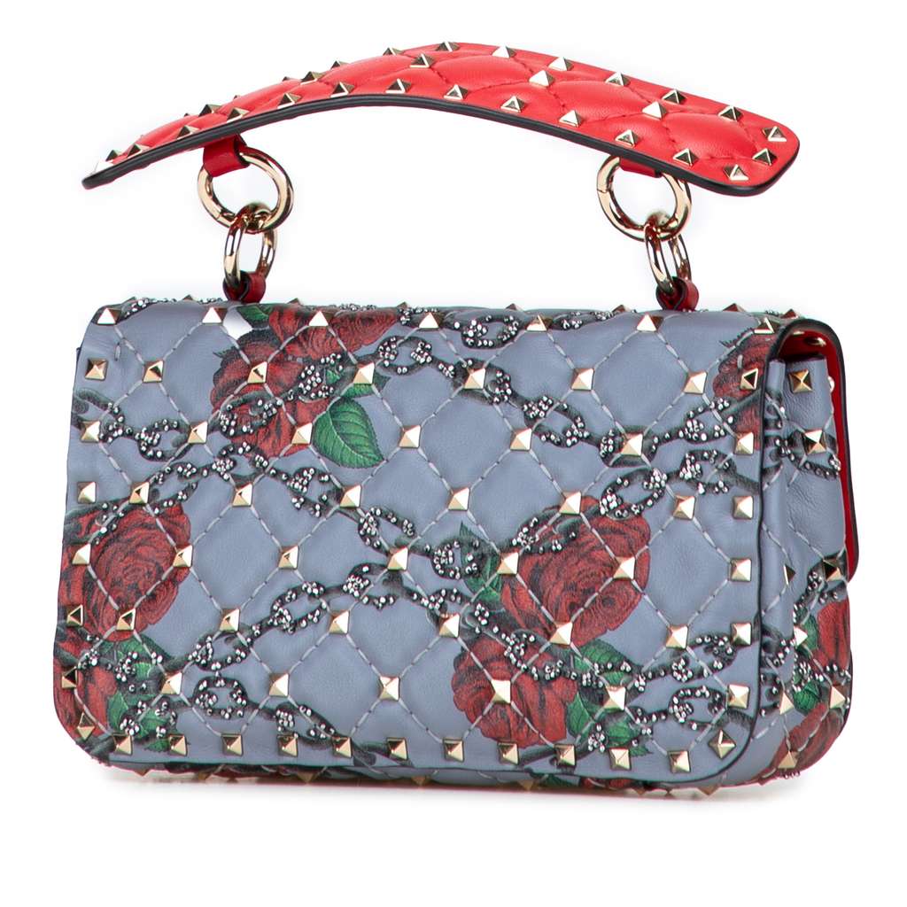 Valentino Small Nappa Roses and Chains Rockstud Spike Satchel - Back view
