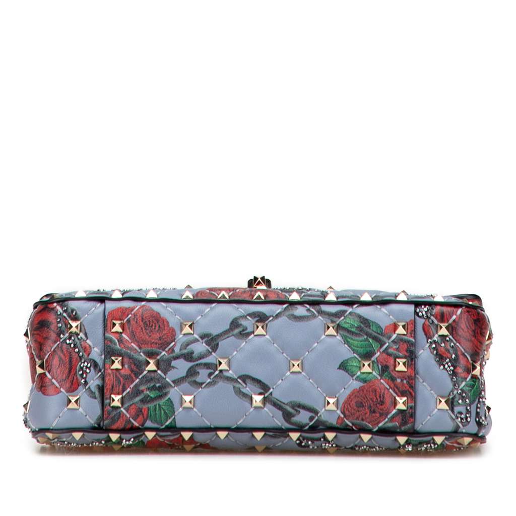 Valentino Small Nappa Roses and Chains Rockstud Spike Satchel - Image 6