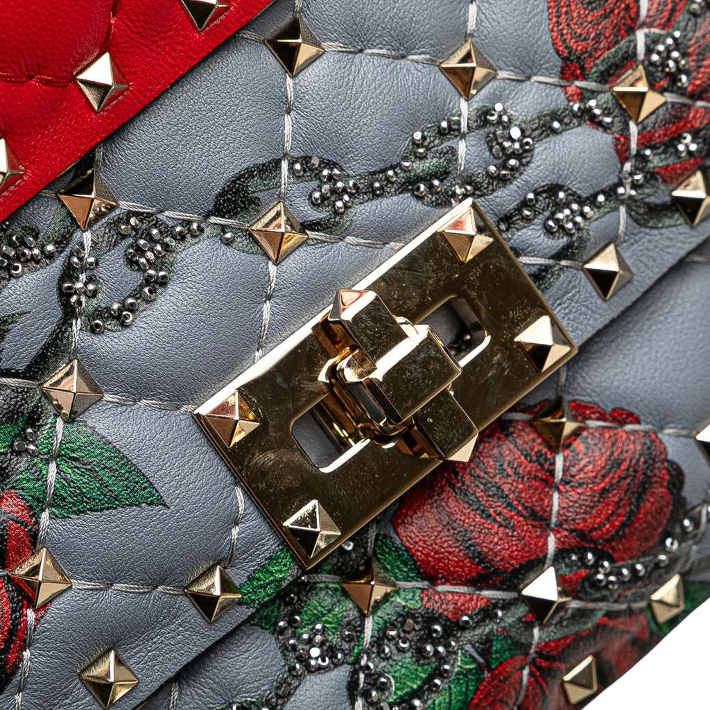 Valentino Small Nappa Roses and Chains Rockstud Spike Satchel - Detail 2