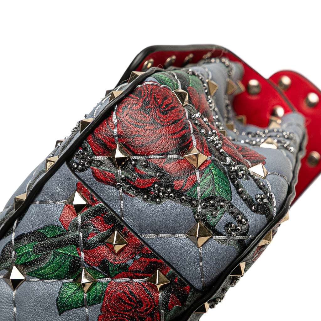 Valentino Small Nappa Roses and Chains Rockstud Spike Satchel - Image 11