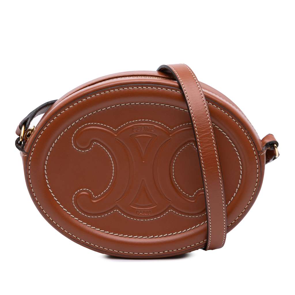 Celine Small Calfskin Cuir Triomphe Oval Crossbody