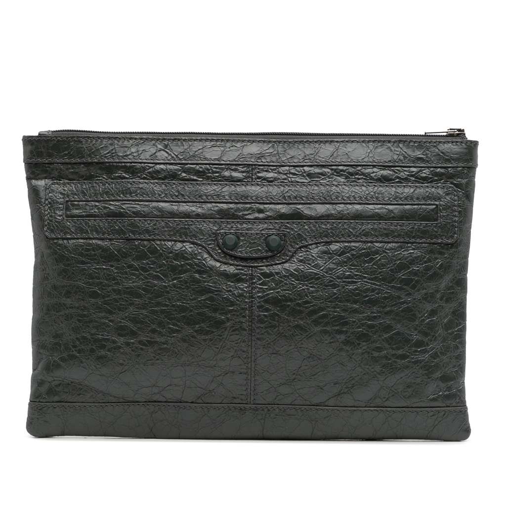 Balenciaga Lambskin Motocross Classic Clip Clutch