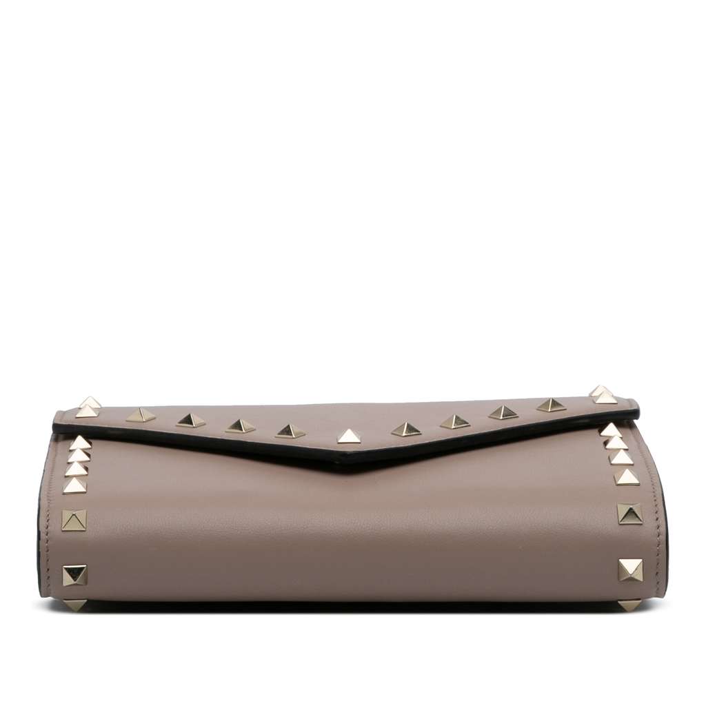 Valentino Calfskin Rockstud Envelope Wallet on Chain - 3