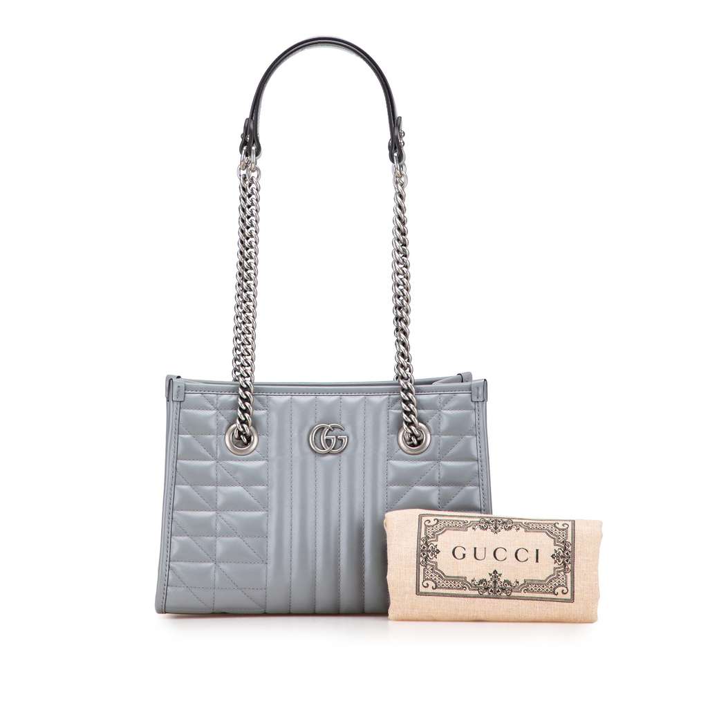 Gucci Small GG Marmont Matelasse Leather Aria Chain Tote - Image 13