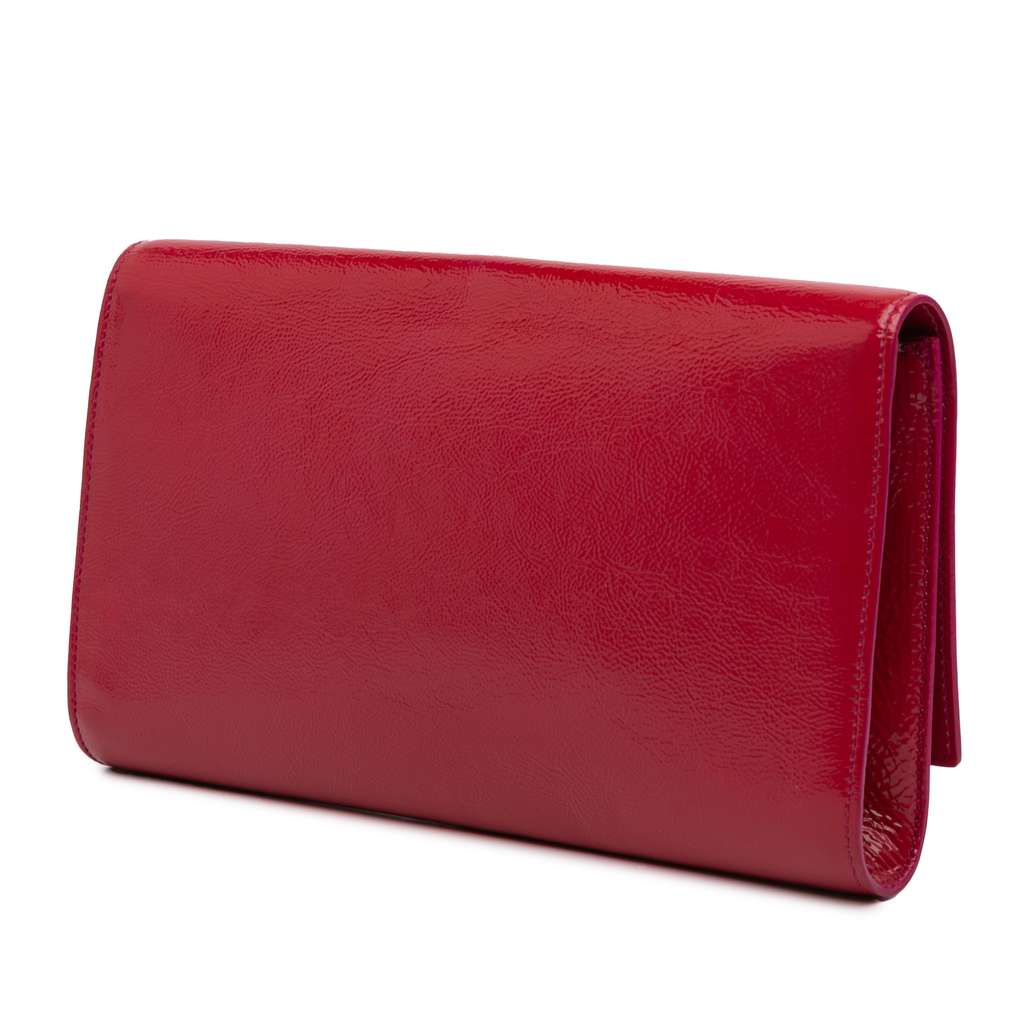 Saint Laurent Large Textured Patent Belle De Jour Clutch - Back view