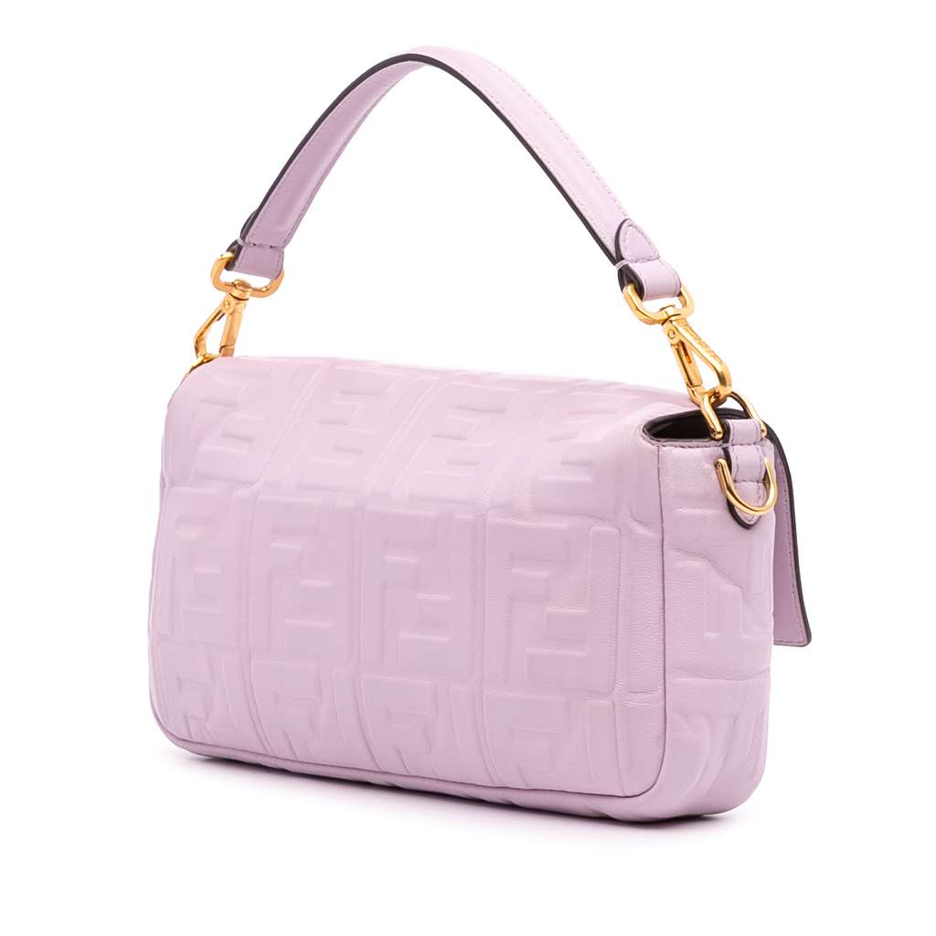 Fendi Medium Leather Embossed FF Baguette Satchel - Back view