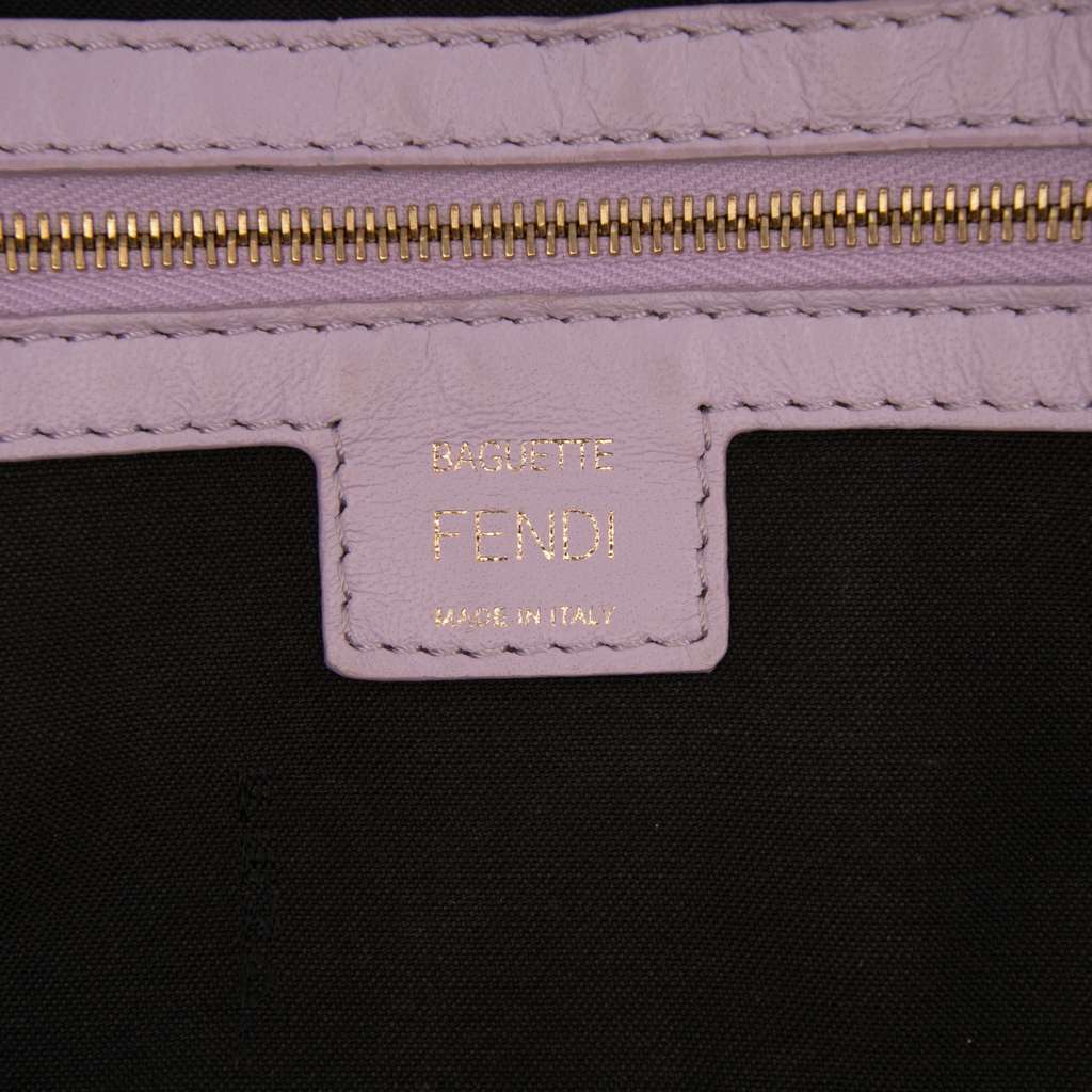 Fendi Medium Leather Embossed FF Baguette Satchel - Side view