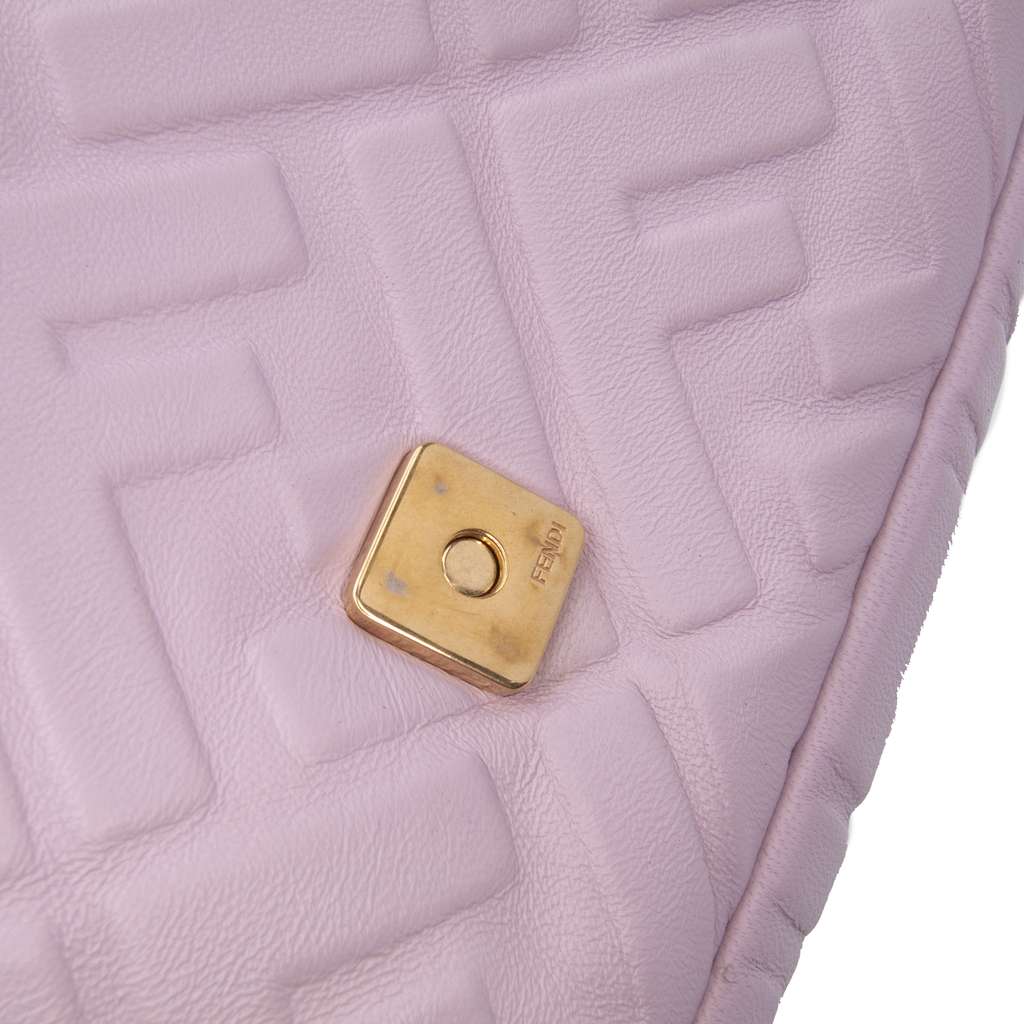 Fendi Medium Leather Embossed FF Baguette Satchel - Image 10