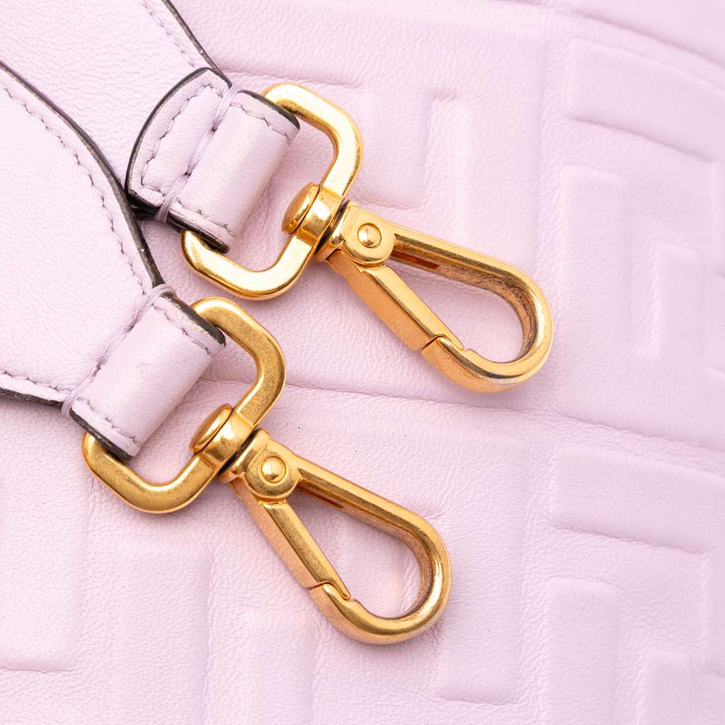 Fendi Medium Leather Embossed FF Baguette Satchel - Image 11