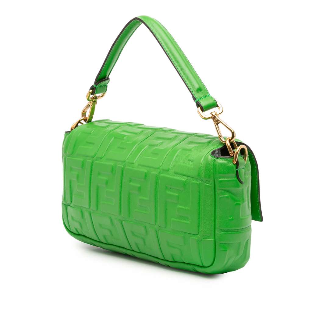 Fendi Zucca Embossed Leather Baguette Satchel - 2