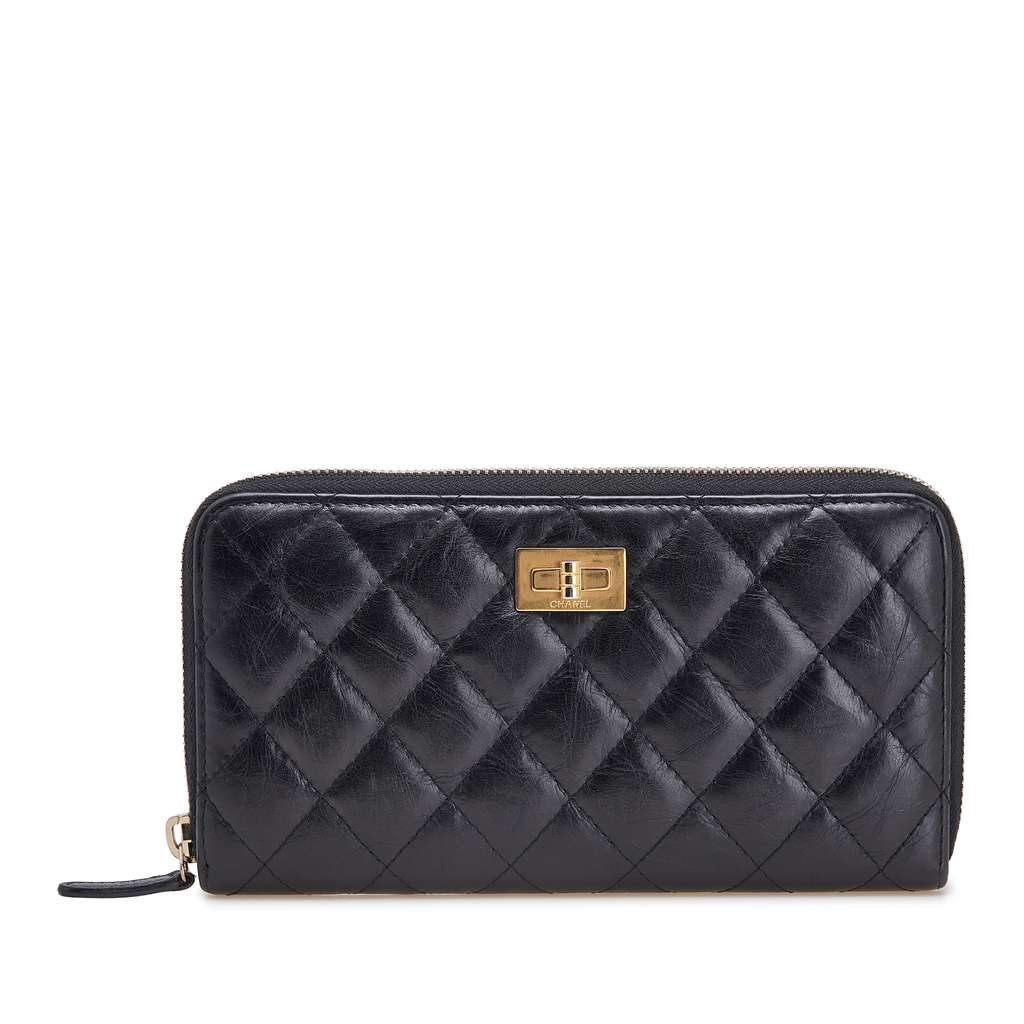 Chanel Reissue 2.55 Quilted Aged Calfskin Zip Around Wallet