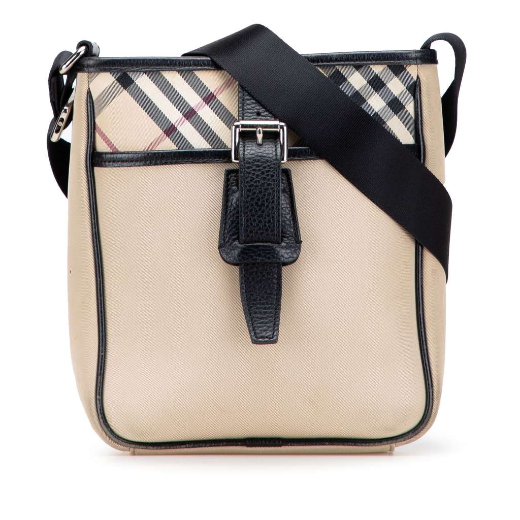 Burberry Nova Check Trimmed Canvas Crossbody