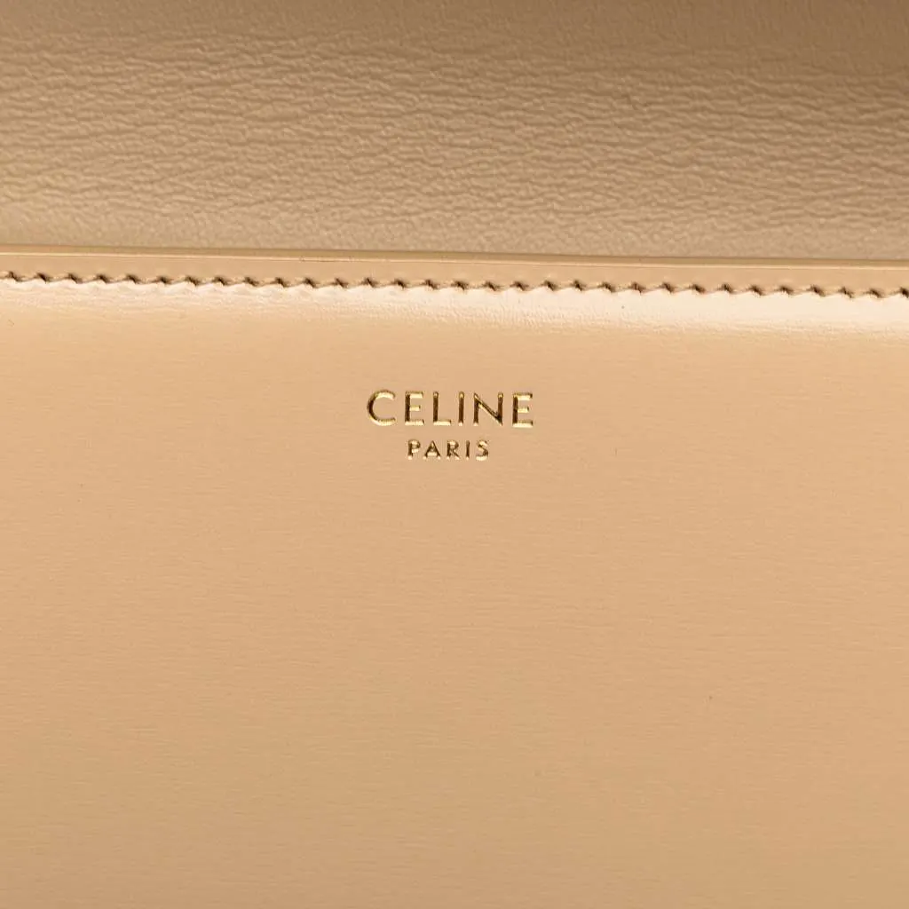 Celine Teen Shiny Calfskin Triomphe Besace Clea Chain Crossbody Brown Leather Very good - Box View