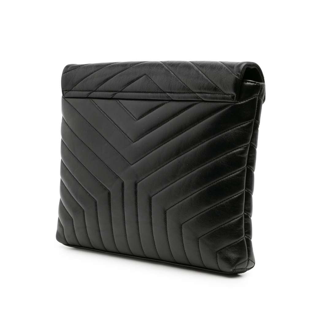 Saint Laurent Matelasse Calfskin Monogram LouLou Document Clutch - 2
