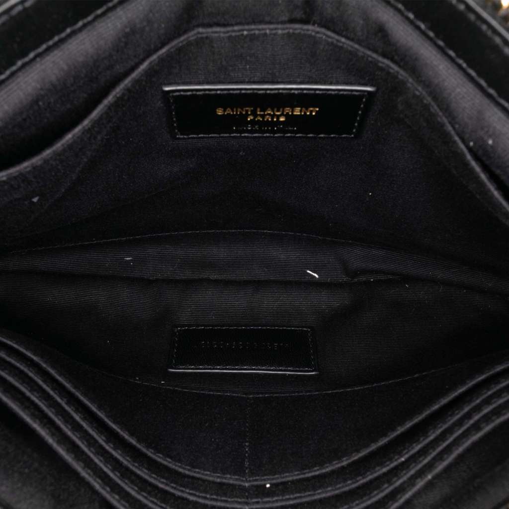 Saint Laurent Matelasse Chevron Leather Monogram Zip A5 Wristlet Pouch - 4