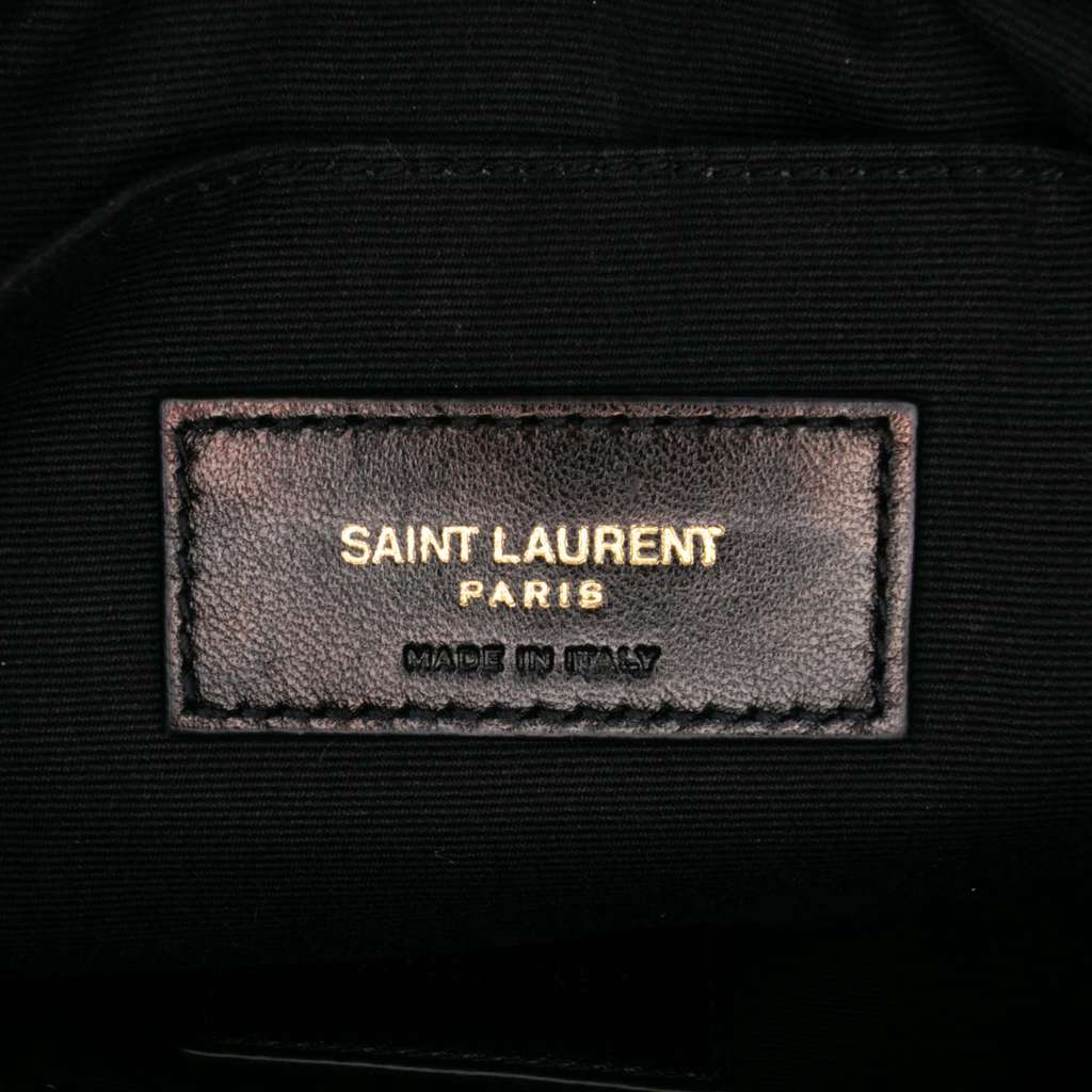 Saint Laurent Matelasse Chevron Leather Monogram Zip A5 Wristlet Pouch - Side view