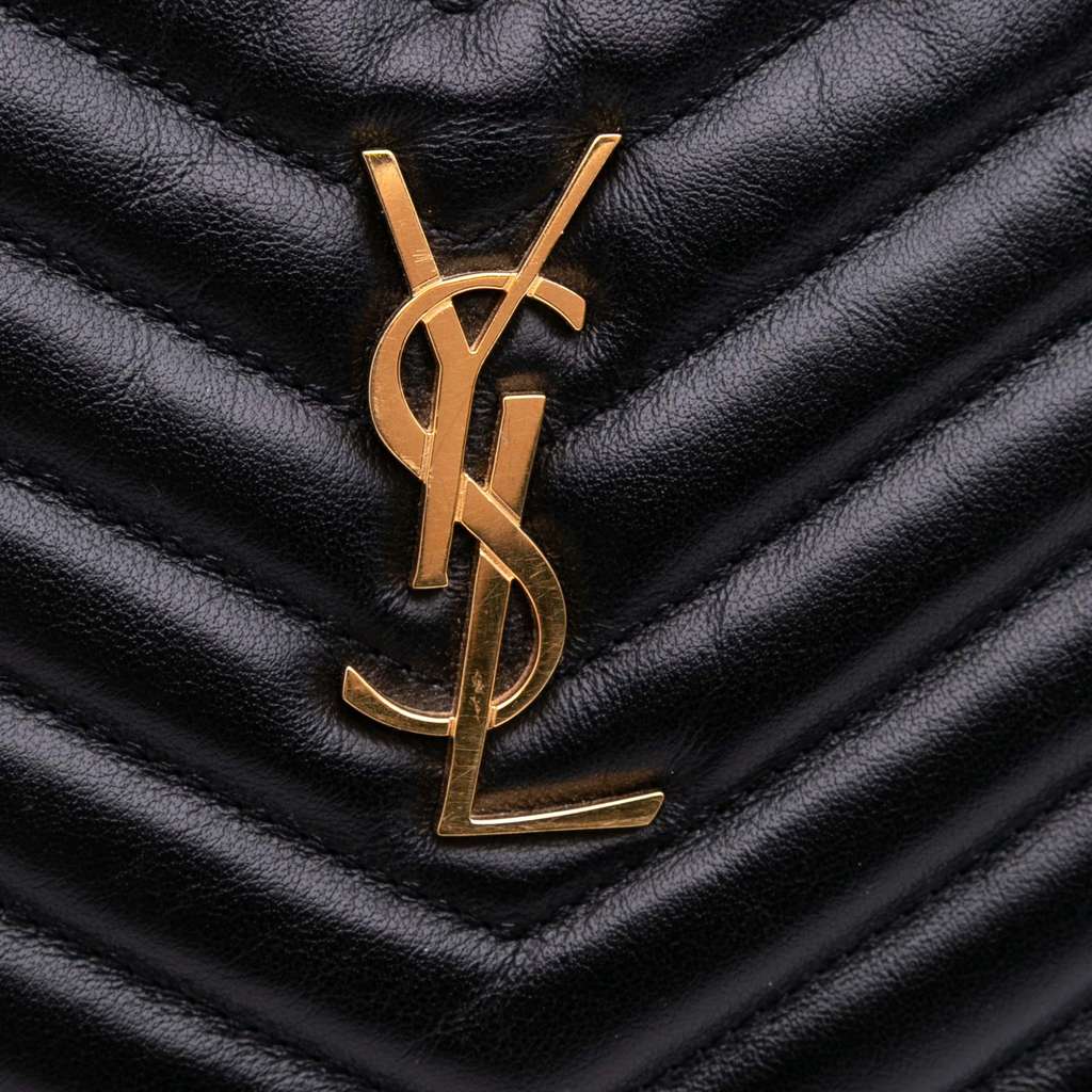 Saint Laurent Matelasse Chevron Leather Monogram Zip A5 Wristlet Pouch - Detail 2