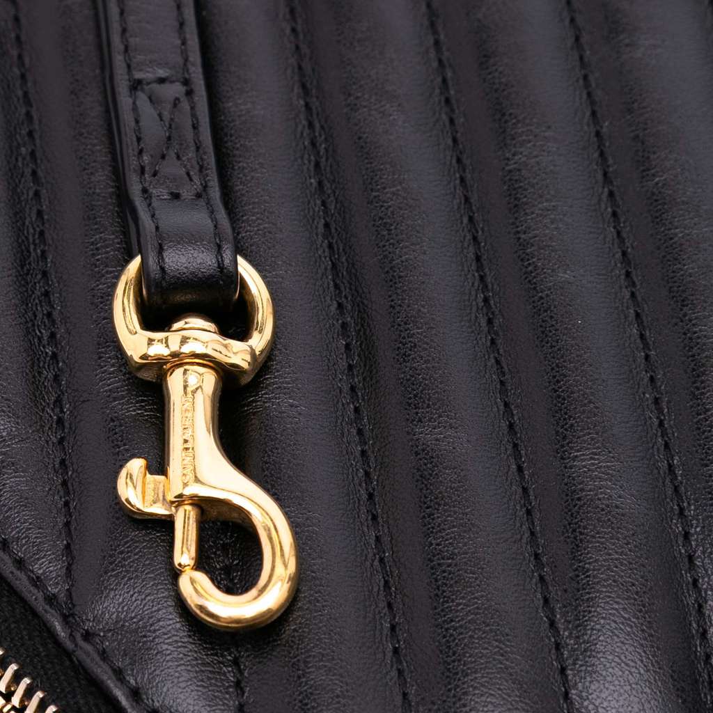 Saint Laurent Matelasse Chevron Leather Monogram Zip A5 Wristlet Pouch - Image 10