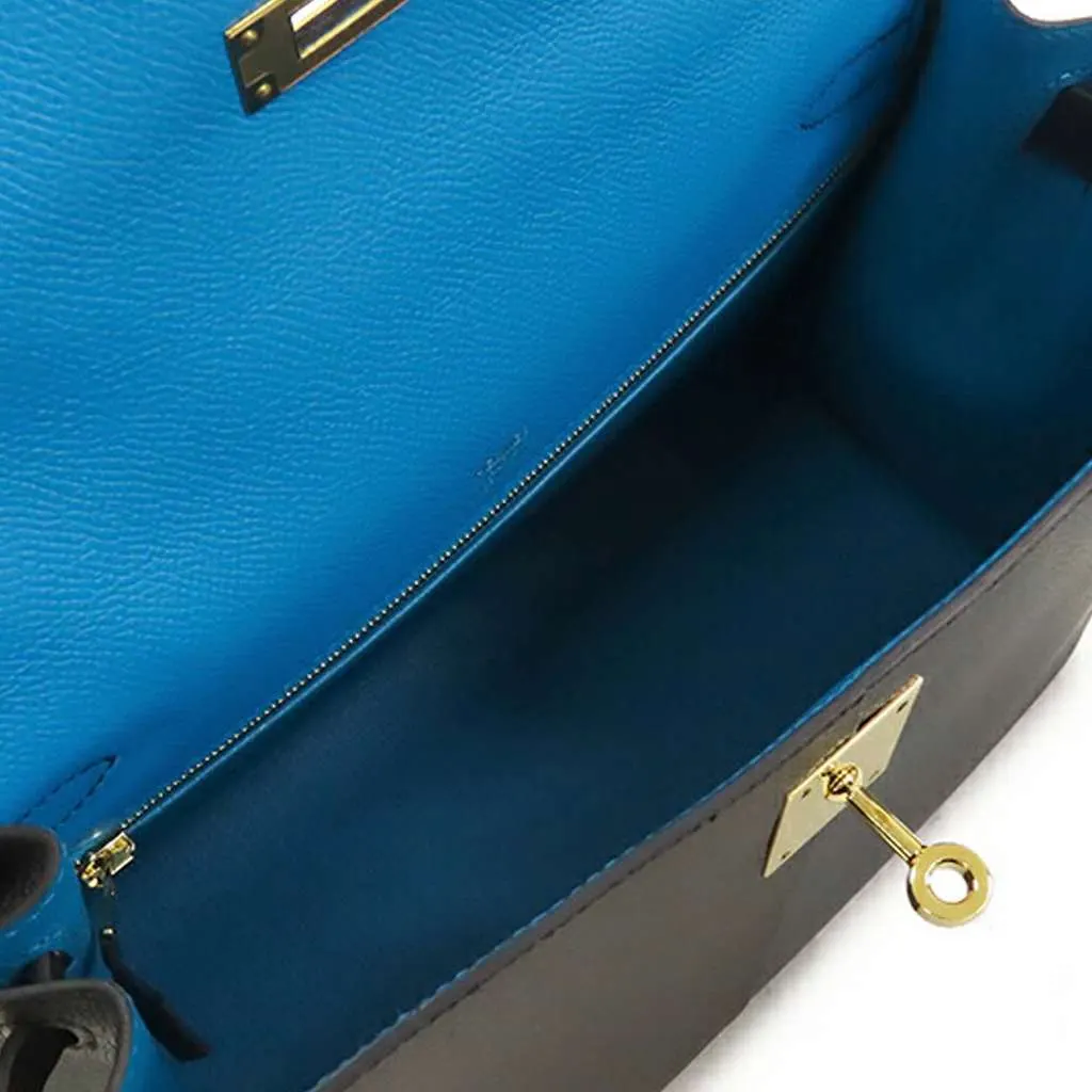 Hermès Tricolor Epsom Kelly II Casaque Sellier 28 Black Leather Good - Inside View