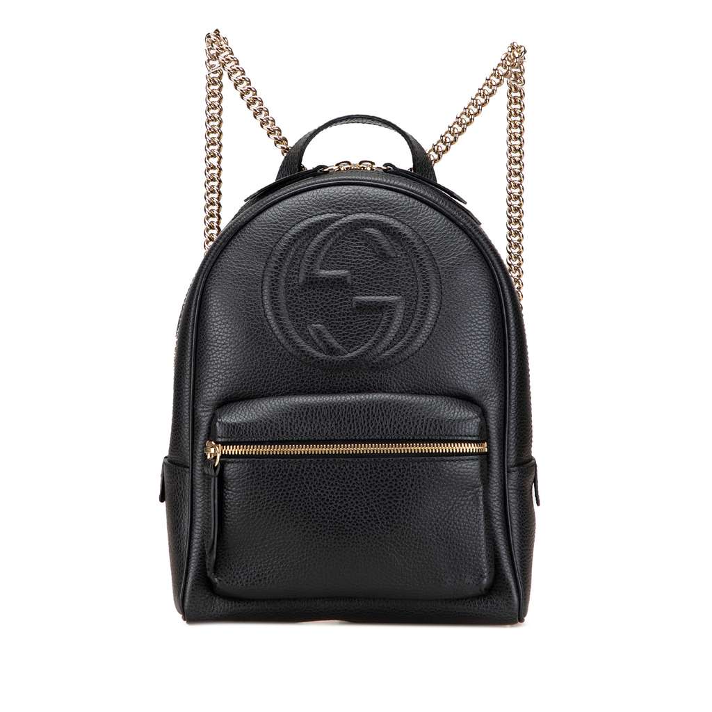Gucci Pebbled Calfskin Soho Chain Backpack