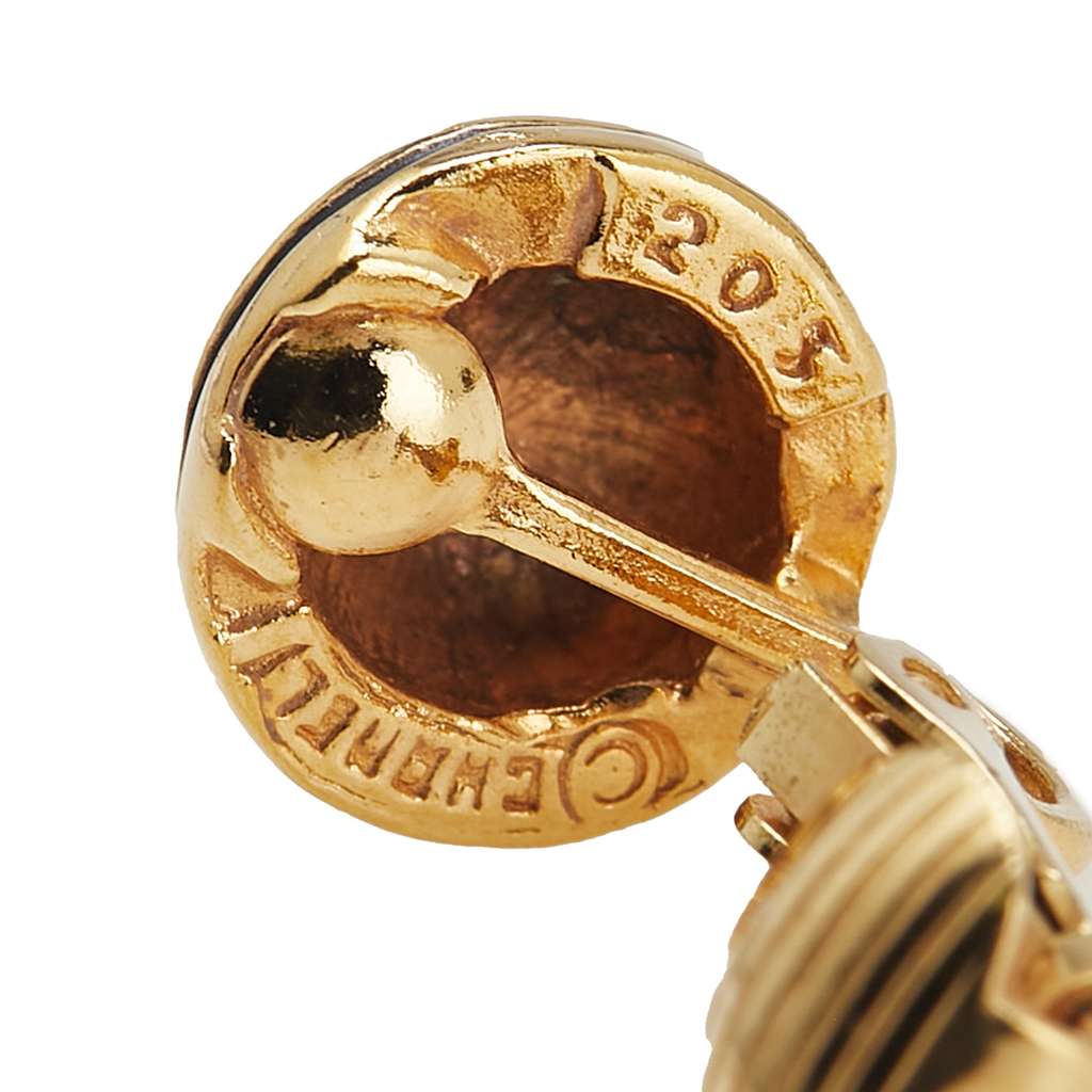 Chanel Gold Plated CC Button Clip On Earrings - Image 6