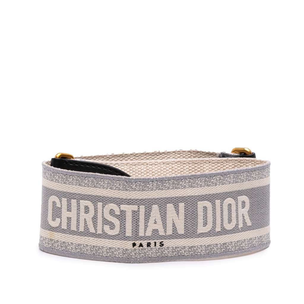 Dior Embroidered Canvas Logo Bag Strap