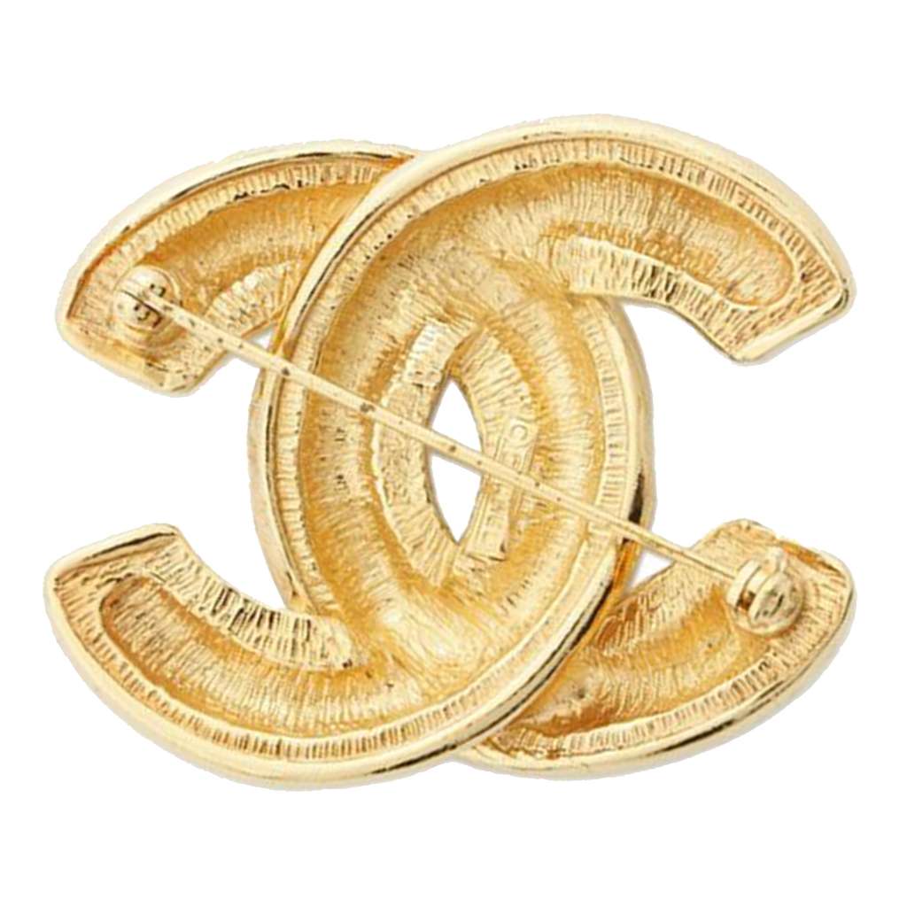 Chanel Gold Plated CC Quilted Brooch - 2