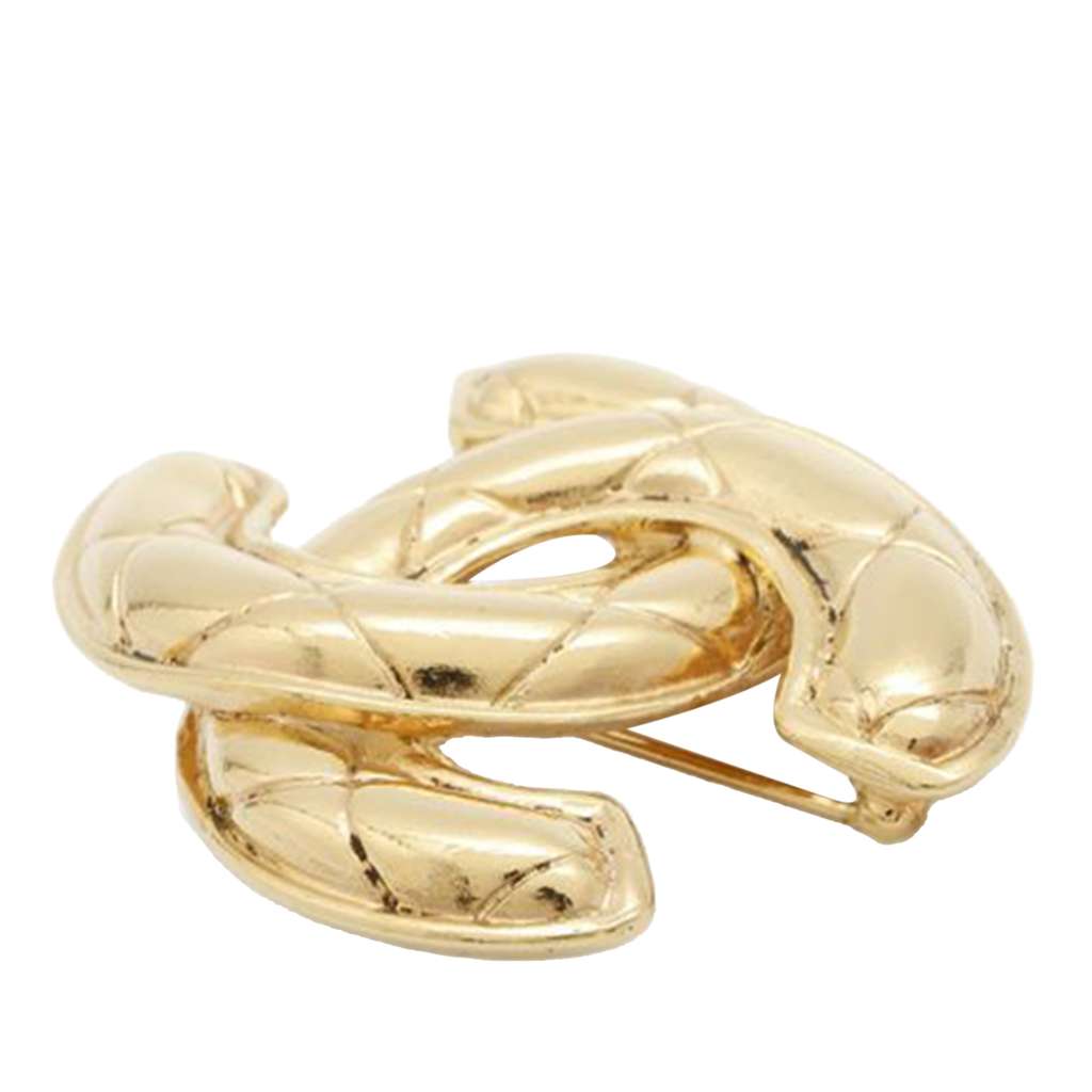 Chanel Gold Plated CC Quilted Brooch - 3